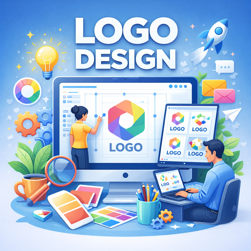 Image of an advertisement for logo design.