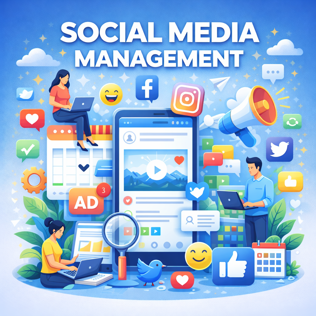 Image of an advertisement for Social Media Management.